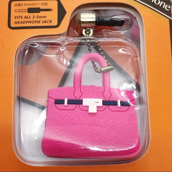 Pink Silicone Designer Purse Cell Phone Charm - Picture 2 of 3